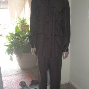 Women's Vintage Nina Piccalino Brown Shirt Jacket and Pants Size 10